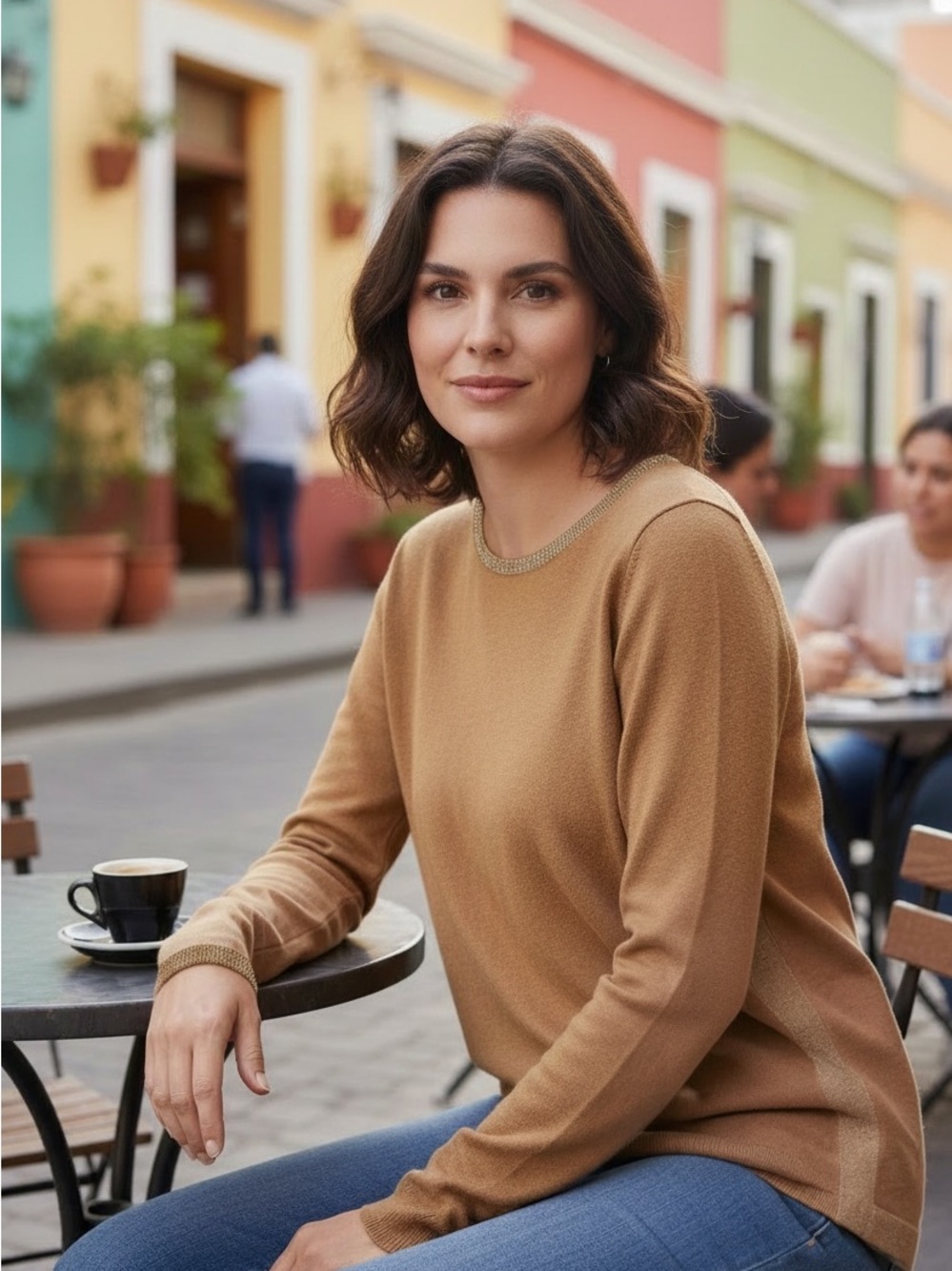 Chico's Camel Crewneck Sweater